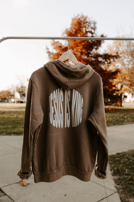 Jesus is King Brown Hoodie