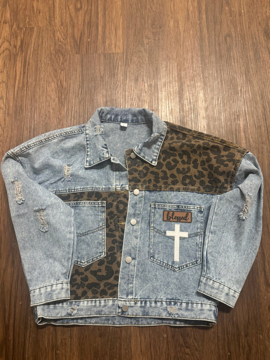 Custom Cheetah Jean Jacket