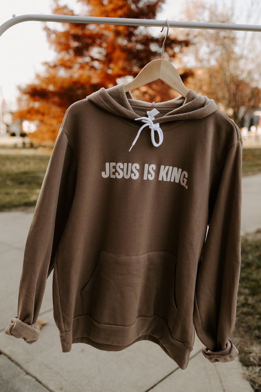 Jesus is King Brown Hoodie